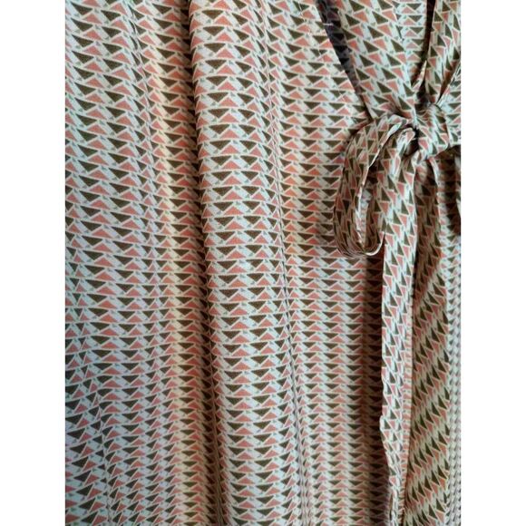 Adrienne Vittadini Peach and Brown Striped Blouse Scarf Tie Neck Size Large - Picture 5 of 7